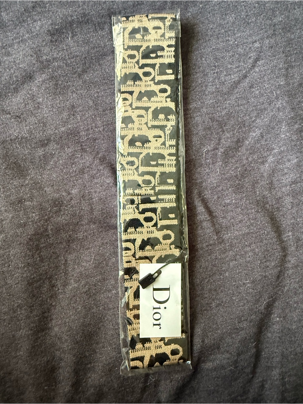 Beige and Black Monogram Hair Scarf